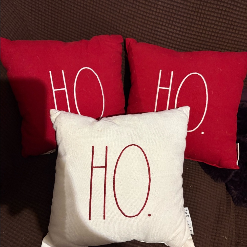 Small Rae Dunn Red and White Holiday Pillows